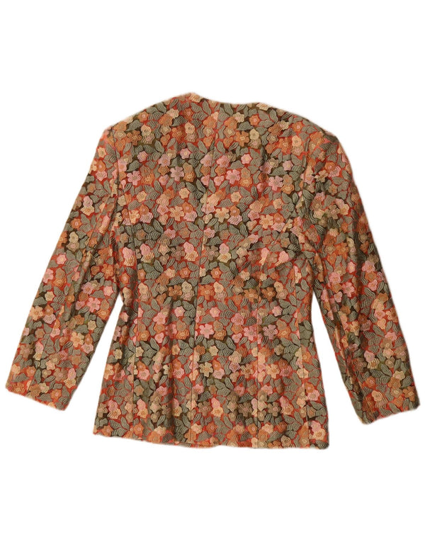 Vintage mujer 5 botones Blazer chaqueta IT 42 medio multicolor floral