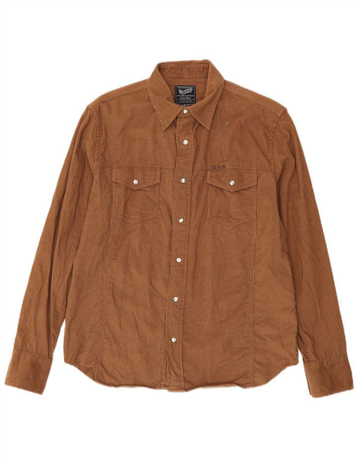 Camisa De Pana Gas Hombre Algodón Marrón Medio