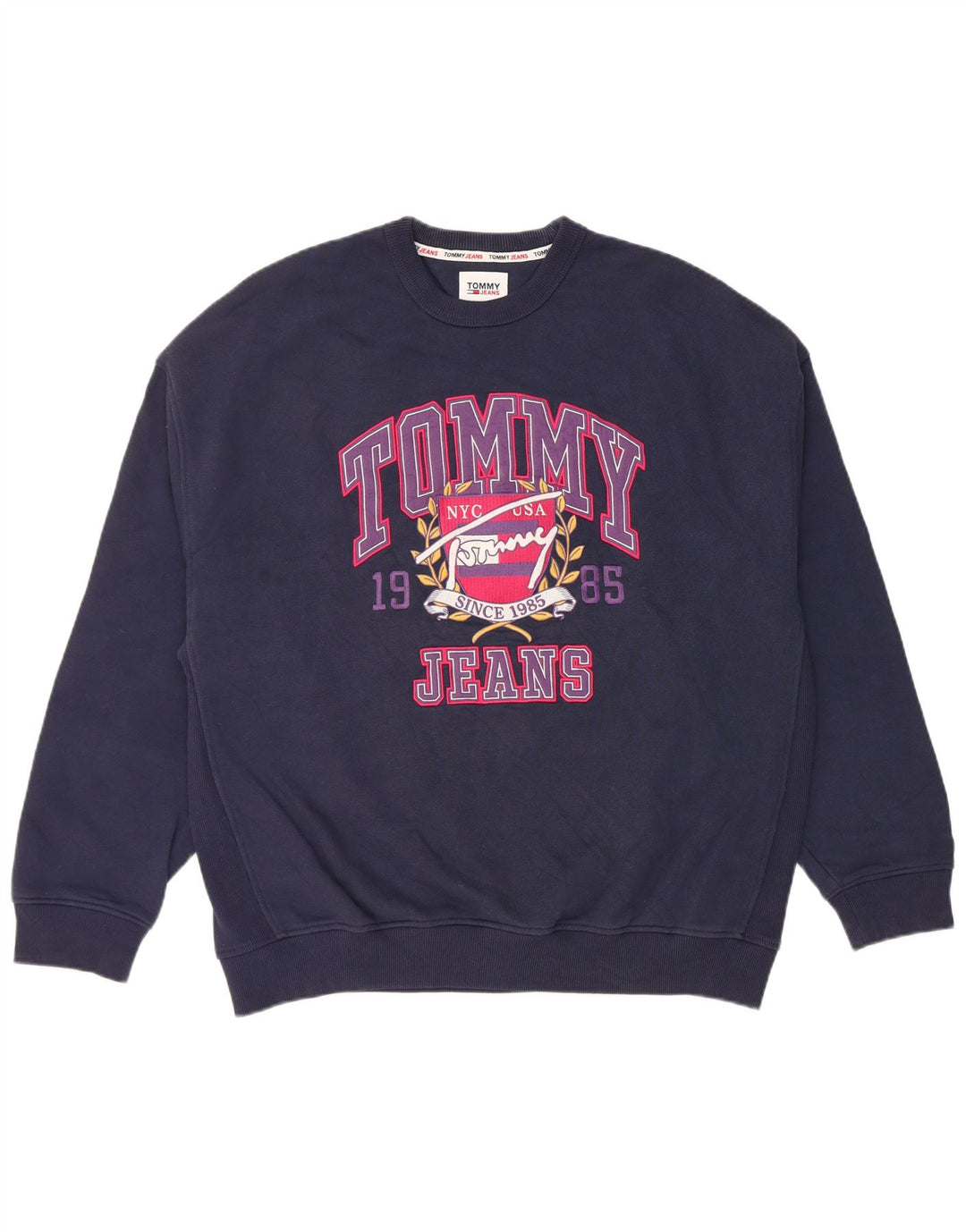 Tommy Hilfiger Sudadera con Estampado Relajado Y Gráfico para Hombre Azul Marino Mediano