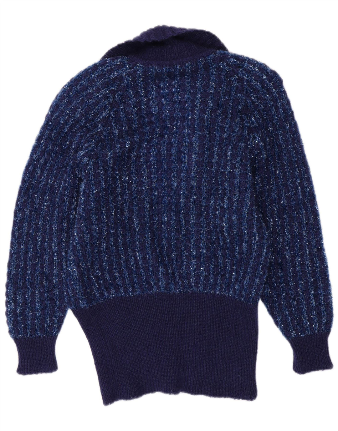 VINTAGE Suéter Cárdigan para Mujer IT 44 Rayas Azul Marino Medianas