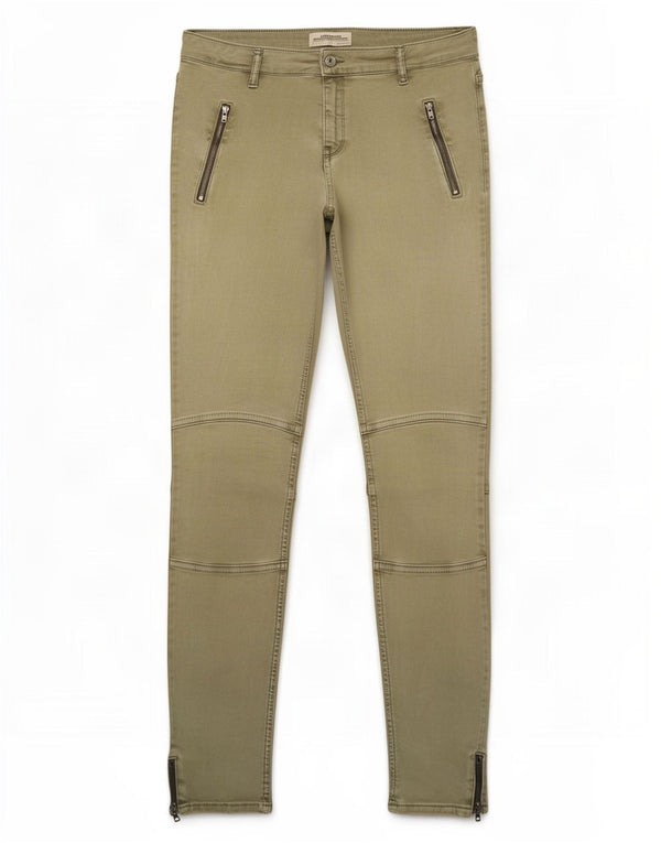Zara Mujer Pantalones Casuales Pitillo EU 38 Small W28 L26 Caqui
