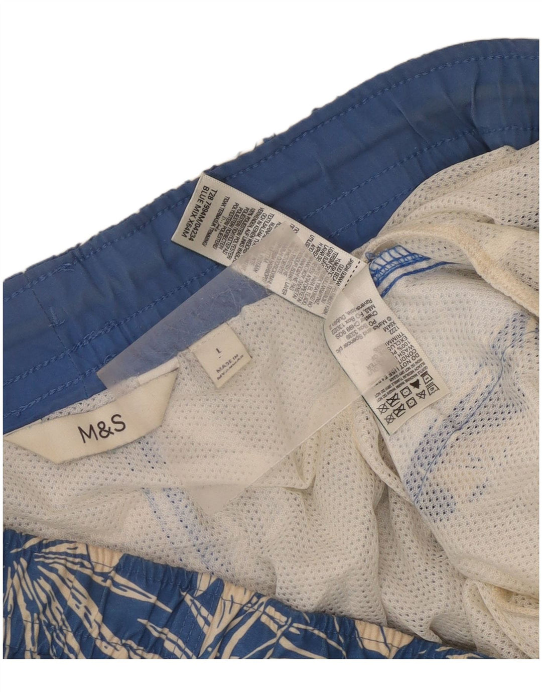 Marks & Spencer - Bañador para hombre, talla grande, poliéster floral azul