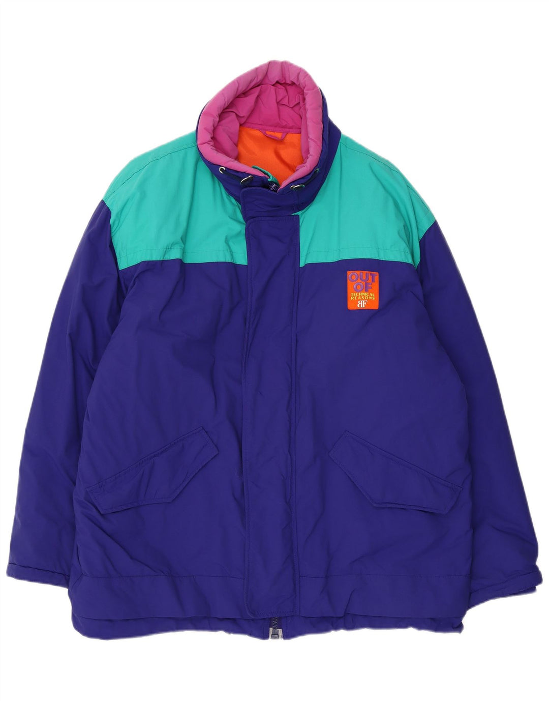 Belfe Chaqueta cortavientos para hombre UK 44 2XL Azul Colorblock Nylon