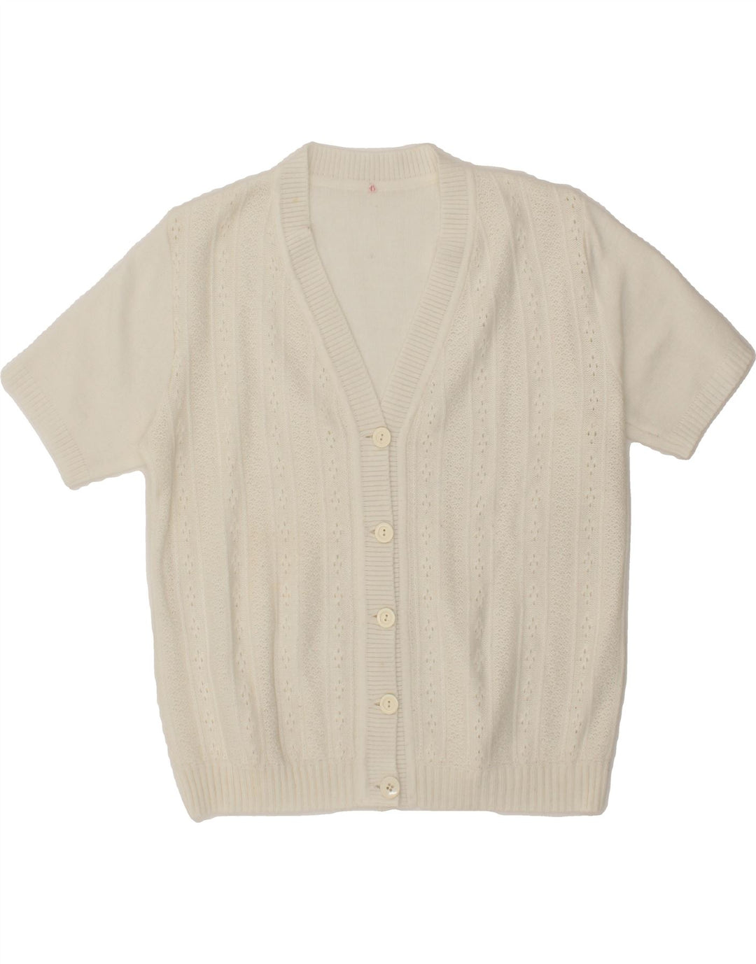 VINTAGE Womens Short Sleeve Cardigan Sweater IT 42 Medium White Vintage Vintage and Second-Hand Vintage from Messina Hembry 