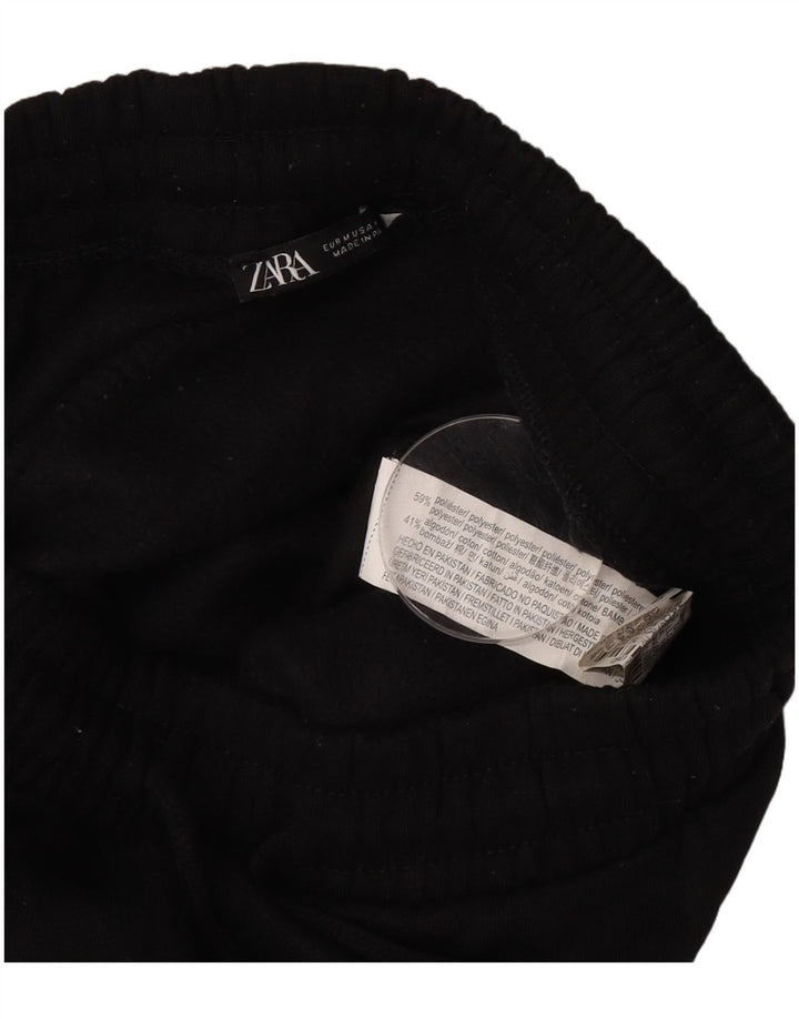 Zara Mujer Pantalones De Chándal Joggers UK 12 Mediano Negro Poliéster