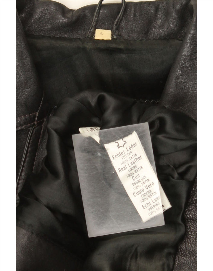 Vintage mujer cuero biker chaqueta Reino Unido 14 cuero negro grande
