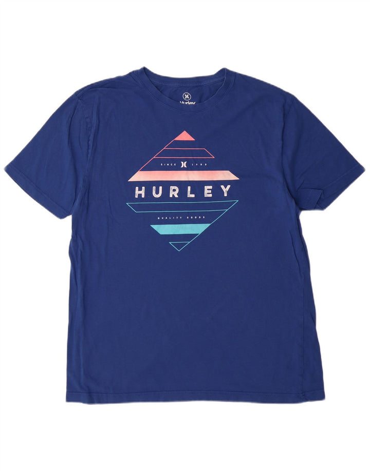 Hurley - Camiseta gráfica para hombre, parte superior de algodón azul medio