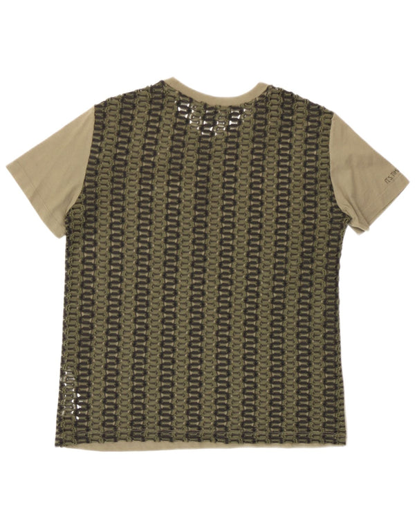 Desigual Mujer Camiseta Top UK 10 Small Caqui Poliéster