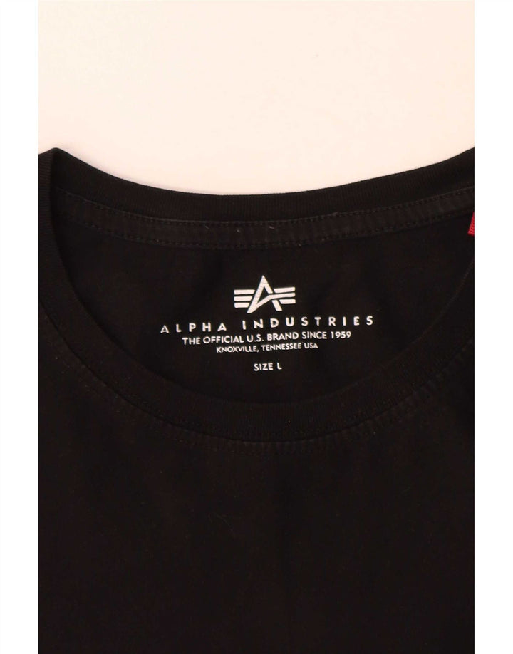 Alpha Industries - Camiseta para hombre, talla grande, algodón negro