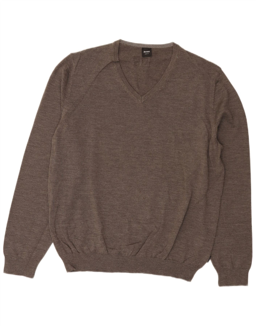 HUGO BOSS Jersey ajustado con cuello en V para hombre 3XL Lana gris