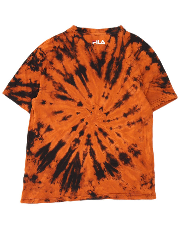 Fila Camiseta gráfica para hombre Top de algodón teñido anudado naranja mediano