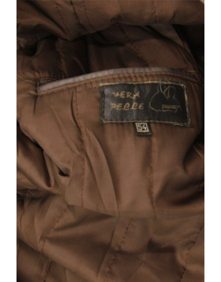 VINTAGE Chaqueta de cuero para hombre IT 54 2XL Cuero marrón