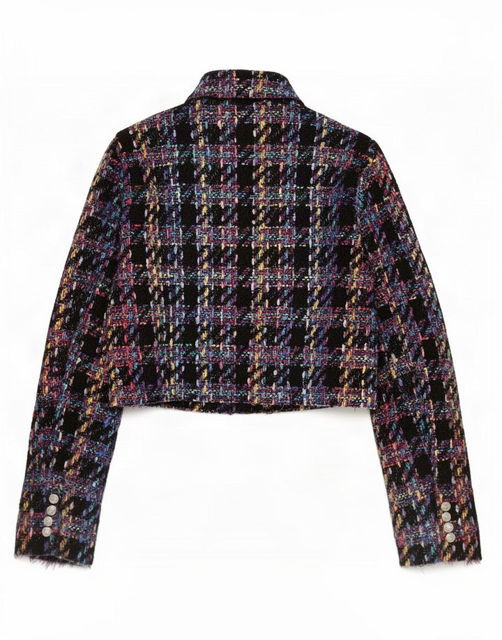 Zara - Chaqueta tipo blazer corta con doble botonadura para mujer, talla 40, talla grande, color negro