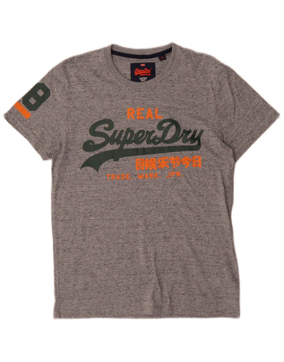 Superdry Camiseta con gráfico para hombre, talla grande, de algodón moteado en gris