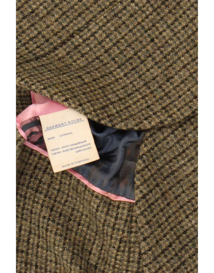 Jack Wills Chaqueta tipo blazer de 3 botones para mujer UK 10 Small Khaki Houndstooth Wool
