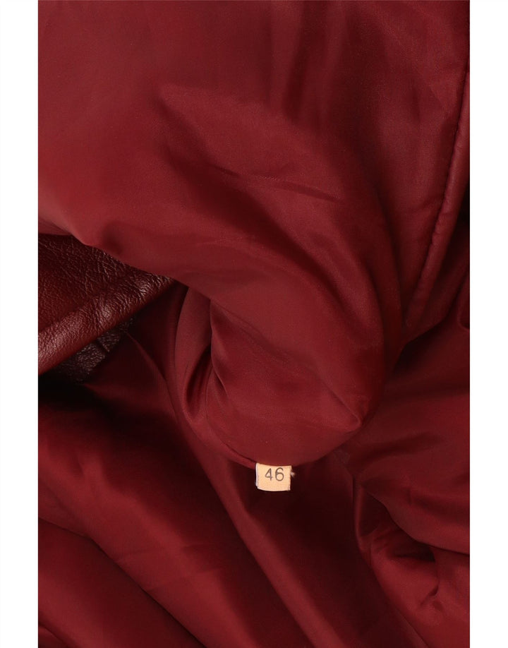 Abrigo de cuero vintage para mujer IT 46 Cuero burdeos grande