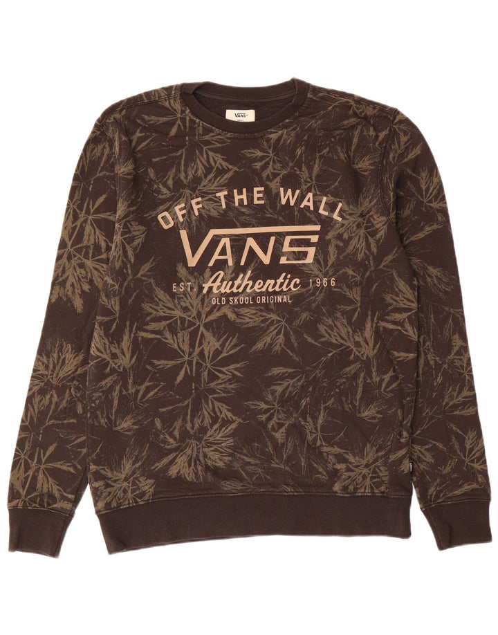 Vans Hombre Sudadera con gráfico tipo jersey de algodón floral marrón pequeño