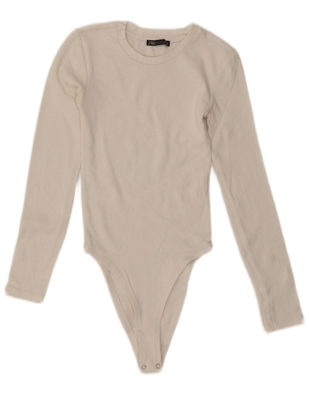 ZARA Body Manga Larga Mujer UK 8 Small Blanco Algodón