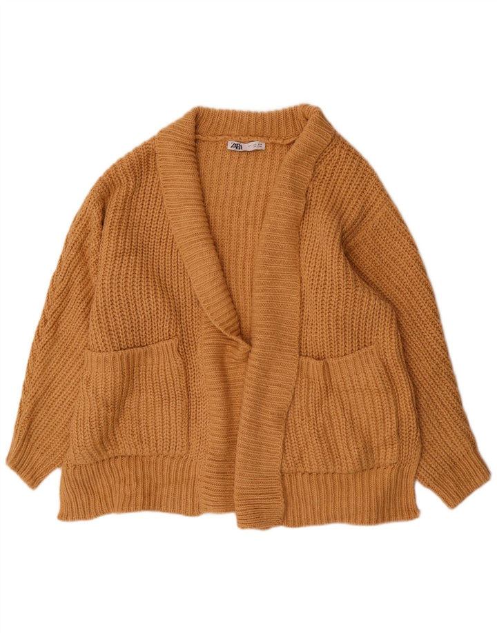 Zara Mujer Suéter Cárdigan Abierto De Gran Tamaño UK 10 Small Marrón