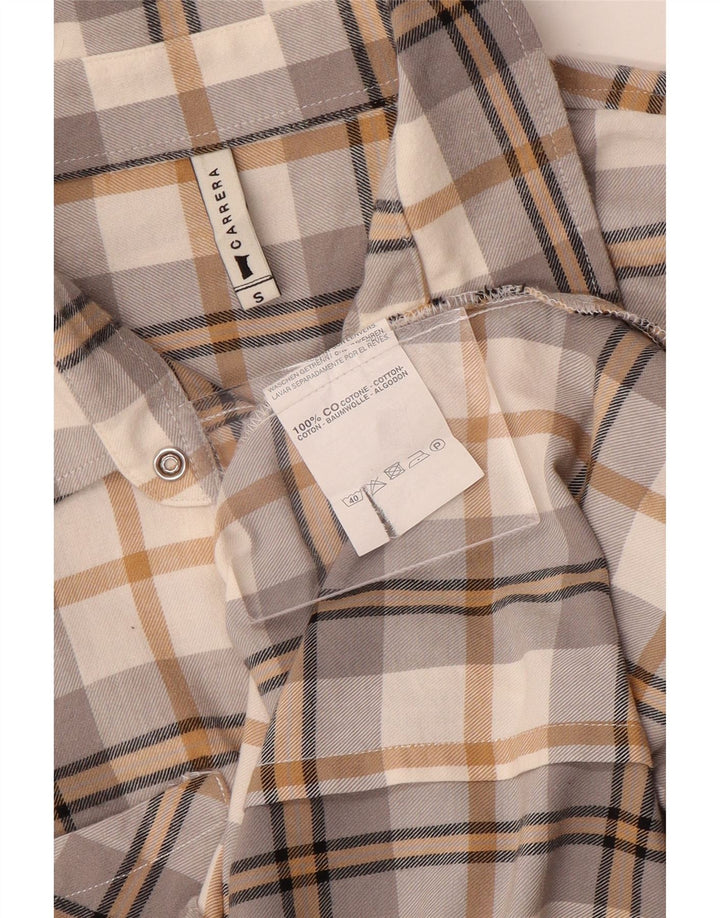 CARRERA Camisa de franela para mujer UK 10 Small Grey Check Cotton