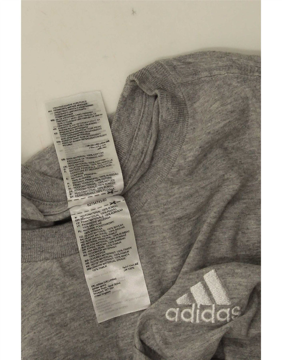 Adidas Camiseta Hombre Top 2XL Gris Algodón