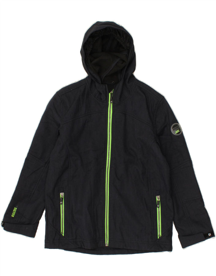 KILLTEC Boys Hooded Windbreaker Jacket 7-8 Years Navy Blue Polyester Vintage Killtec and Second-Hand Killtec from Messina Hembry 