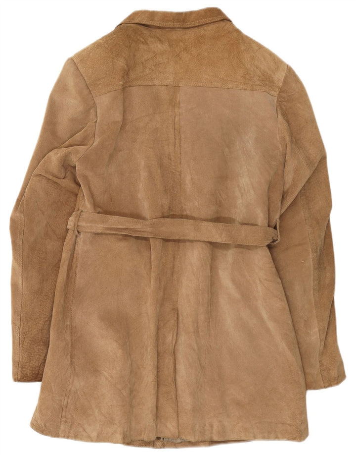 Vintage mujer ante abrigo Reino Unido 14 Medio Beige