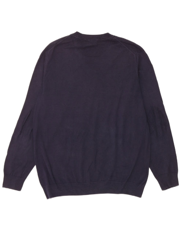 Lacoste Jersey con cuello en V para hombre Talla 6 XL Algodón azul marino
