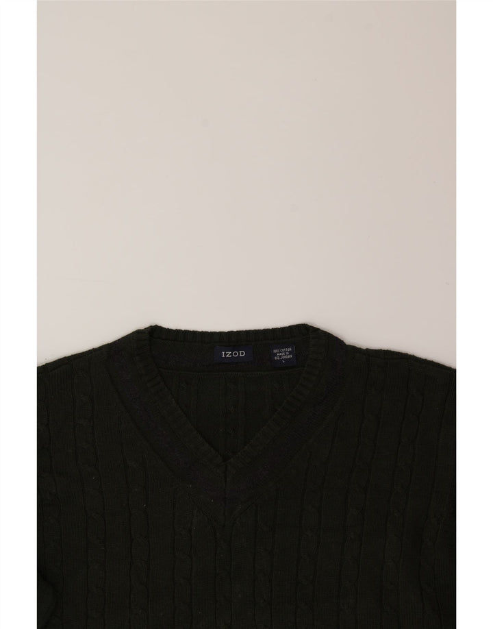 IZOD Jersey con cuello en V para hombre, talla grande, algodón verde