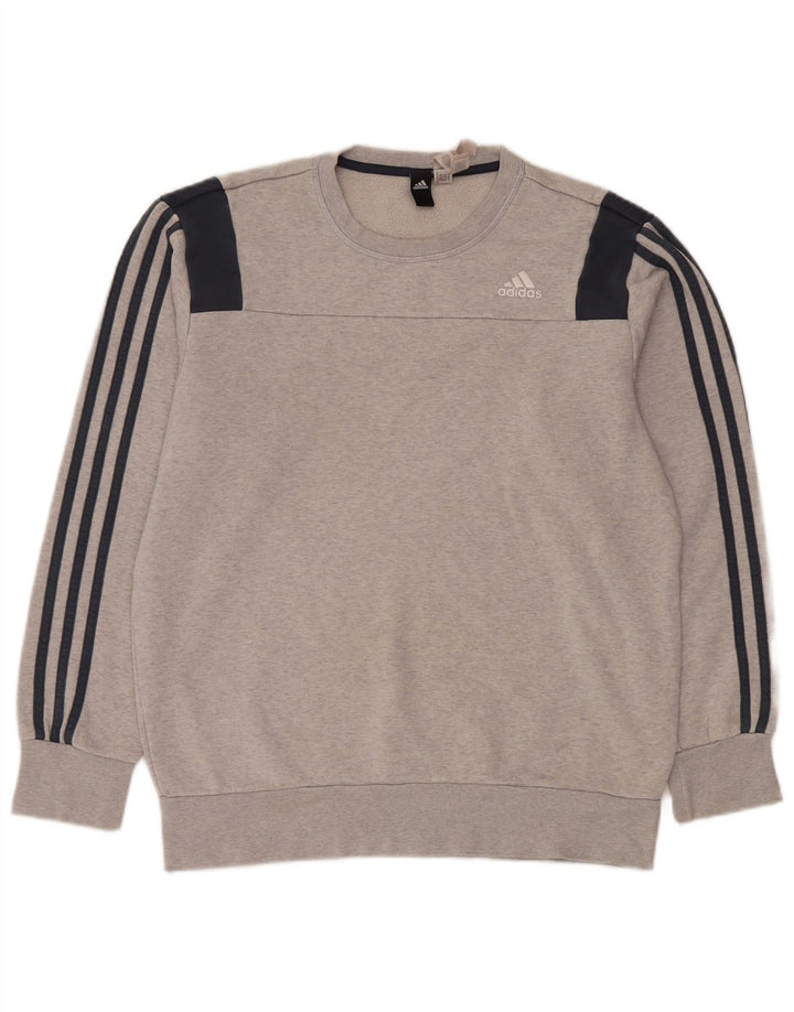 Adidas Hombre Sudadera Jumper Gris Medio Algodón