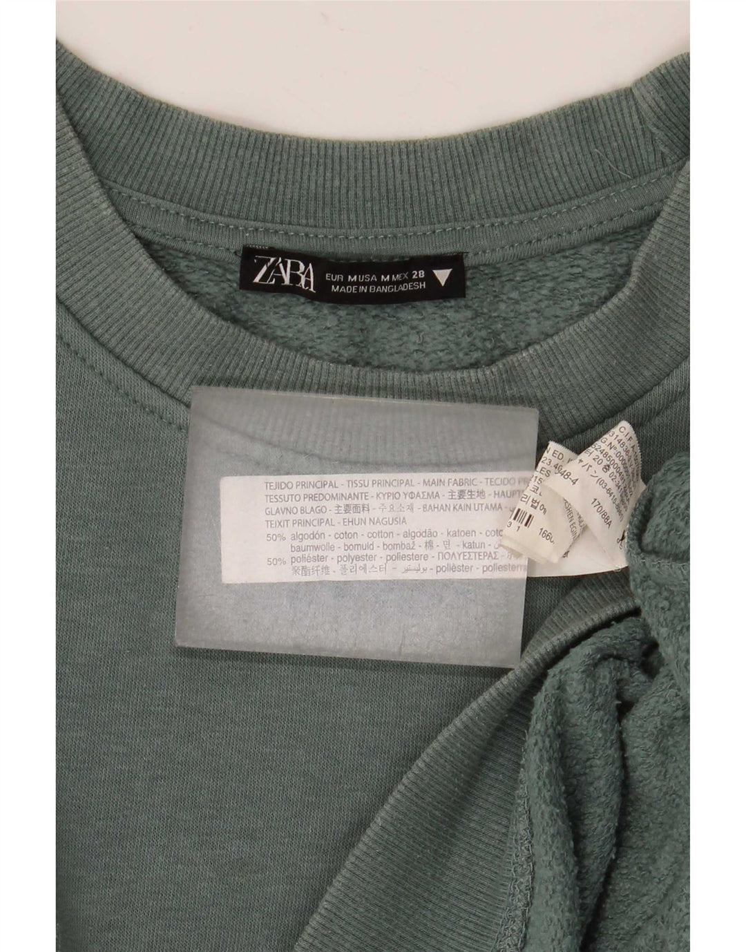 Zara Mujer Crop Sudadera Extragrande Jersey UK 44 Algodón Verde Medio