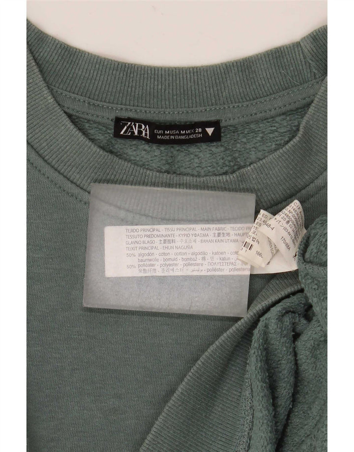 Zara Mujer Crop Sudadera Extragrande Jersey UK 44 Algodón Verde Medio