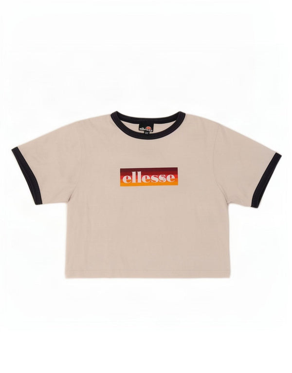 Ellesse Camiseta corta gráfica para mujer UK 6 XS Blanco Colorblock