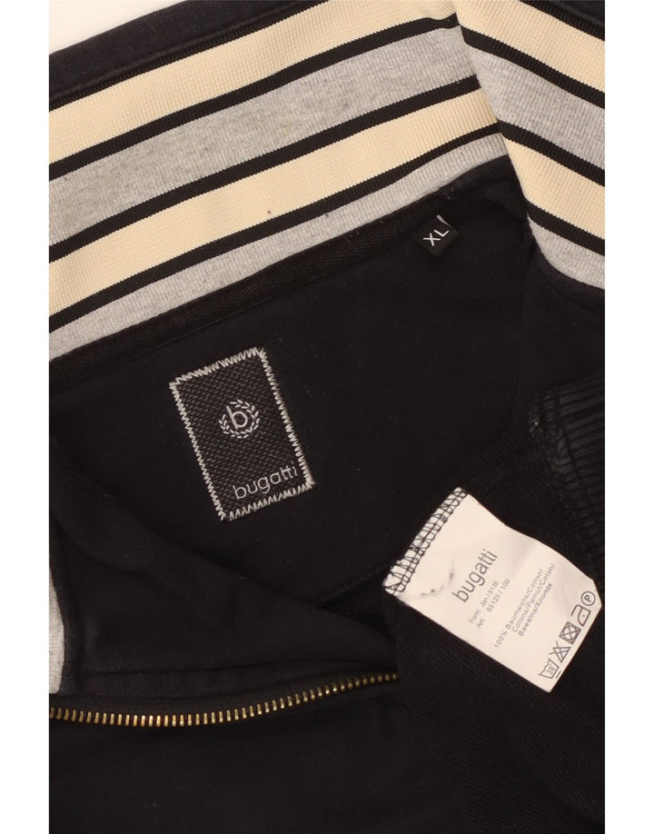 Bugatti Hombre Cremallera Cuello Sudadera Jumper XL Negro Algodón