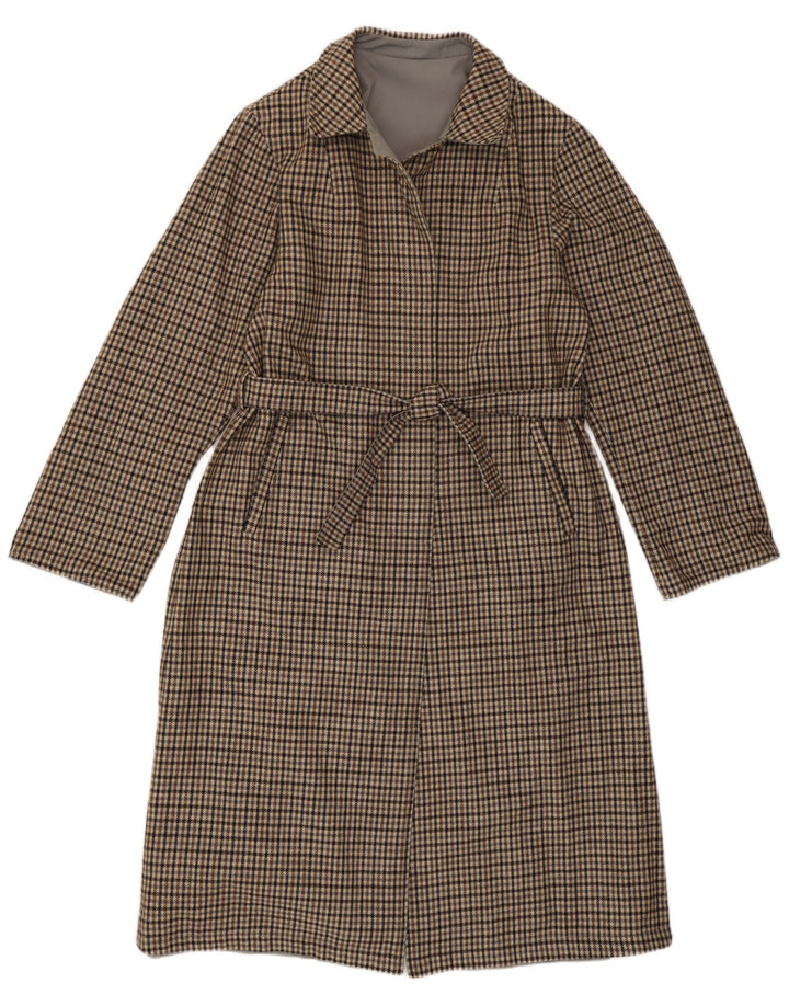 Vintage mujer reversible abrigo reversible IT 46 pequeño cheque gris