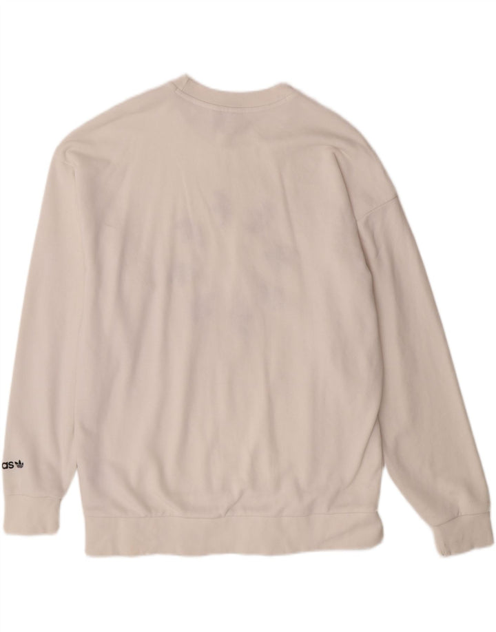 ADIDAS Sudadera con gráfico extragrande para mujer UK 12 Medium Off White