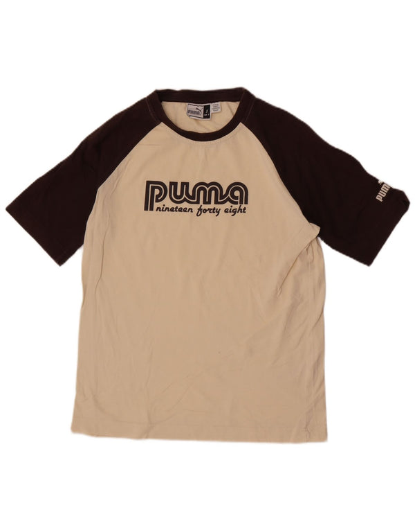 Puma Hombre Camiseta Gráfica Top Small Beige Colorblock Algodón