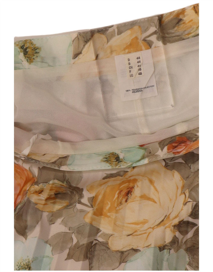 VINTAGE Falda Plisada Mujer EU 44 XL W32 Poliéster Floral Multicolor