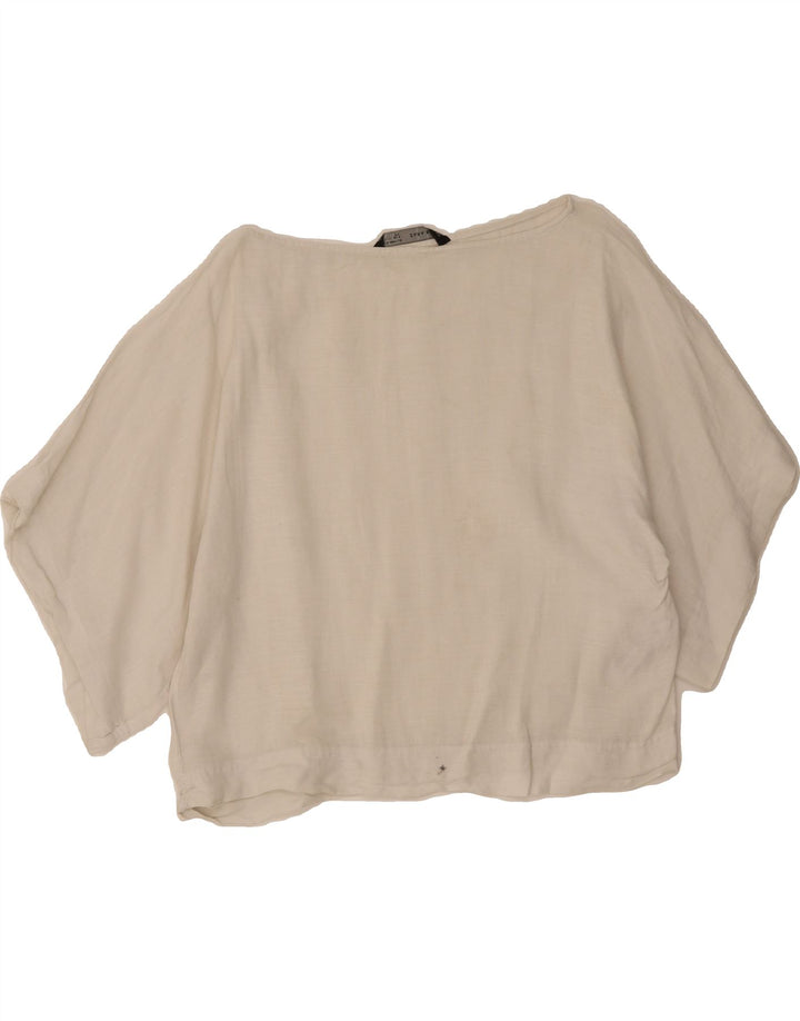 ZARA Womens Oversized Blouse Top UK 6 XS White Vintage Zara and Second-Hand Zara from Messina Hembry 