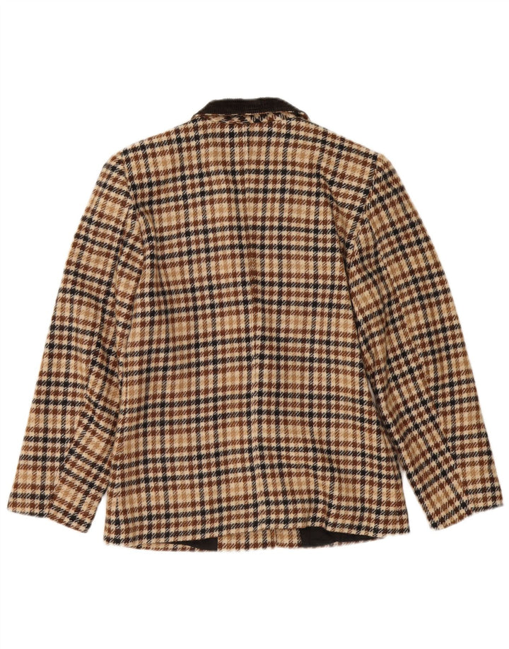 Vintage mujer 2 botones Blazer chaqueta Reino Unido 14 medio beige Houndstooth