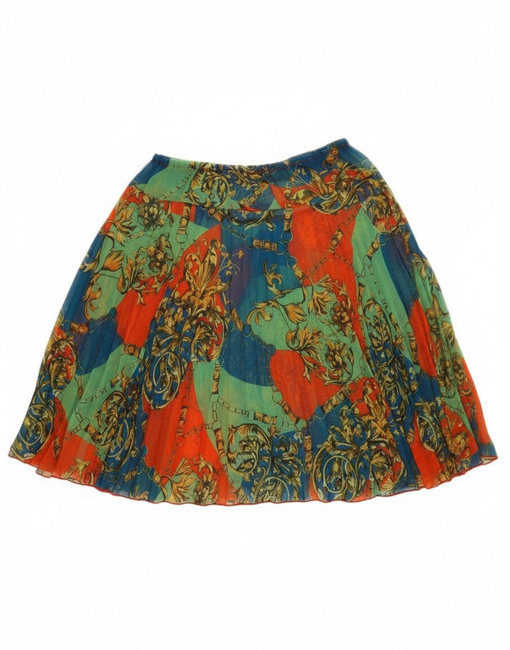 Vintage mujer A-Line falda W25 XS poliéster floral multicolor