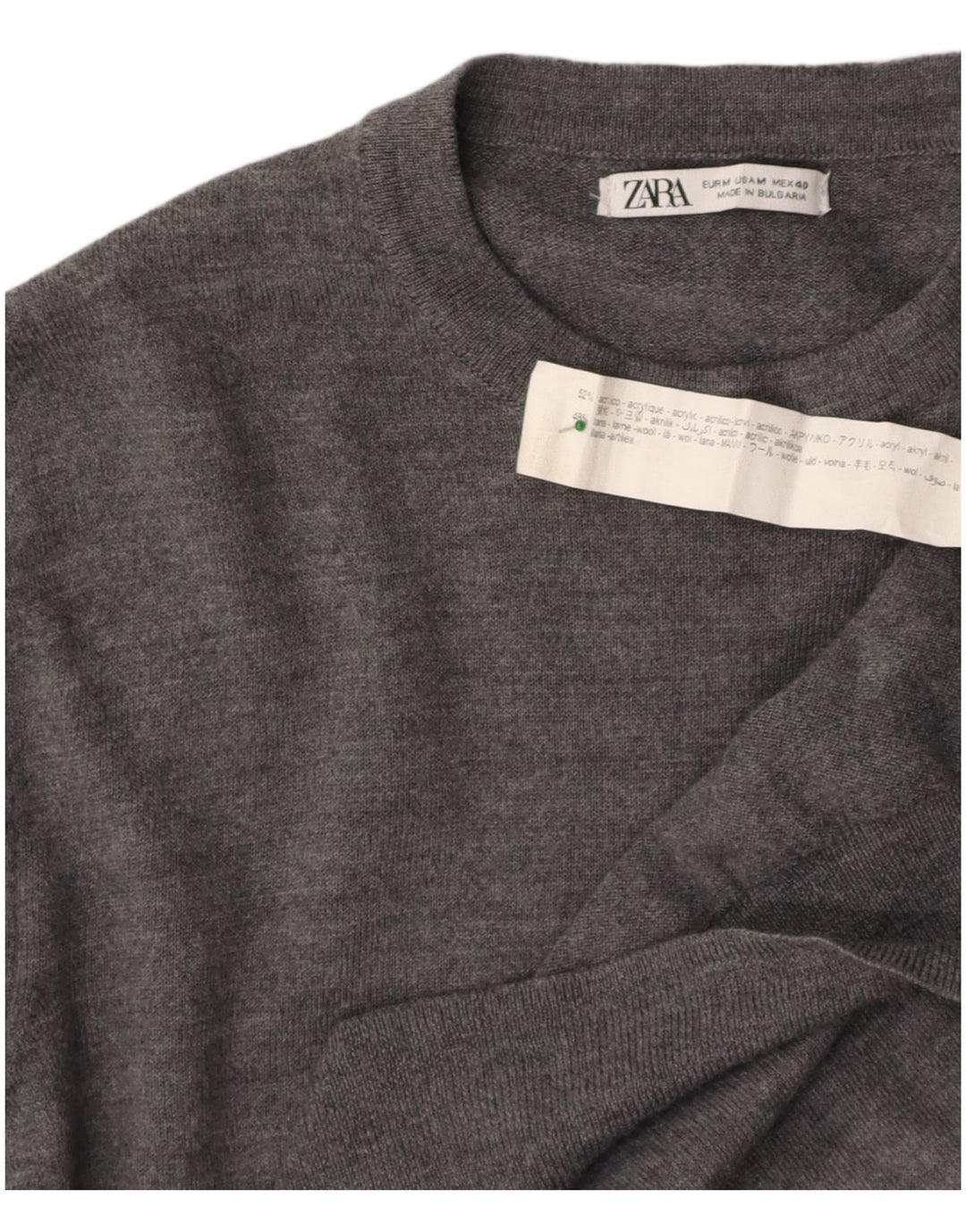 ZARA Womens Crew Neck Jumper Sweater UK 14 Medium Grey Acrylic