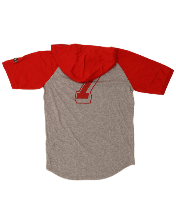 Nike - Camiseta con capucha y gráfico para hombre, parte superior de algodón gris medio con bloques de color