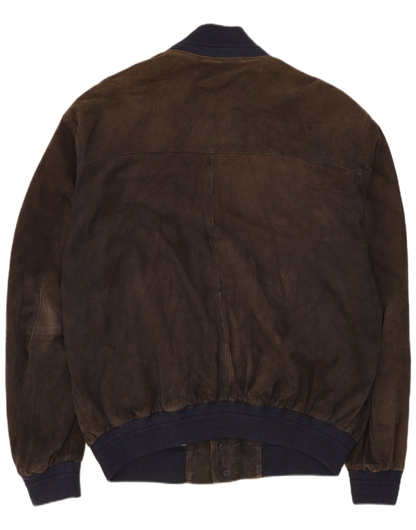 Belfe Chaqueta bomber de ante para hombre UK 42 XL Cuero marrón