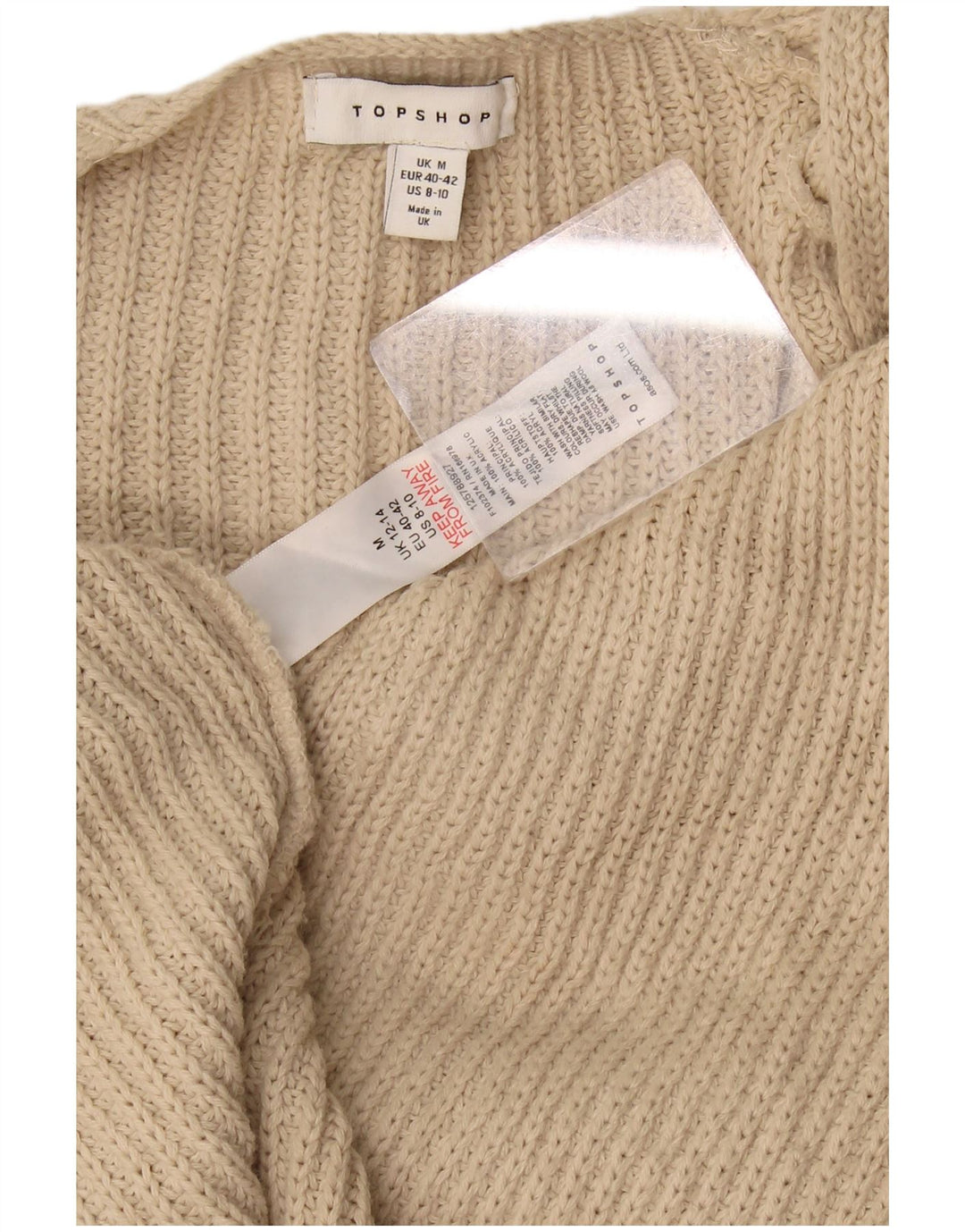 Topshop Cárdigan abierto de gran tamaño para mujer, talla 40, color beige medio