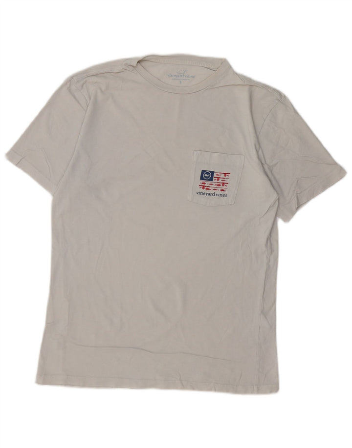 VINEYARD VINES Camiseta gráfica para hombre Top pequeño de algodón blanco roto