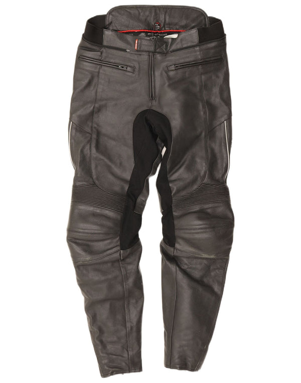 Pantalones motociclistas de cuero para hombre Hein Gericke W32 L30 Bloque de color negro