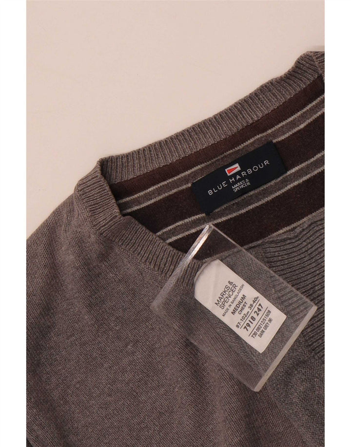 Marks & Spencer Jersey con Cuello en V Azul Harbor para Hombre Algodón Gris Medio