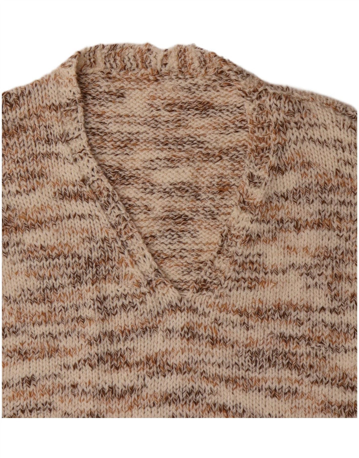 Vintage hombres chaleco tanque top grande beige moteado