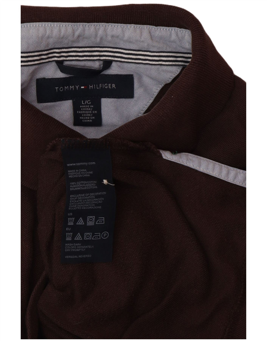 TOMMY HILFIGER Polo para hombre grande de algodón marrón